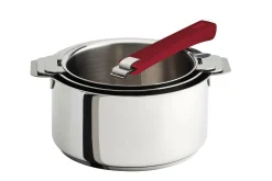 CRISTEL Set 3 casseroles Mutine avec poignée amovible framboise