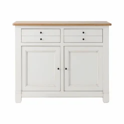 Desserte bois massif 2 portes 2 tiroirs Embellie - Blanc