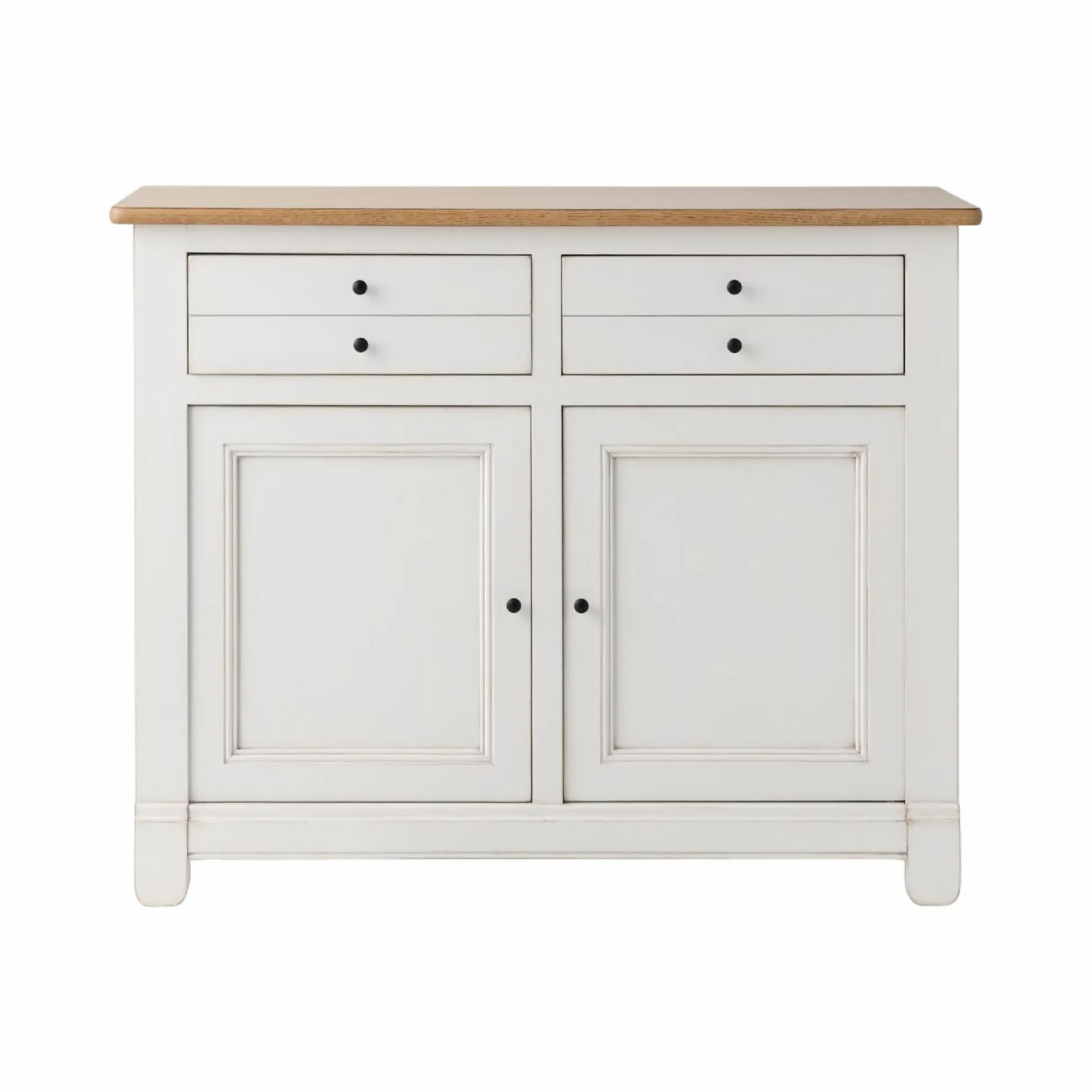 Desserte bois massif 2 portes 2 tiroirs Embellie - Blanc