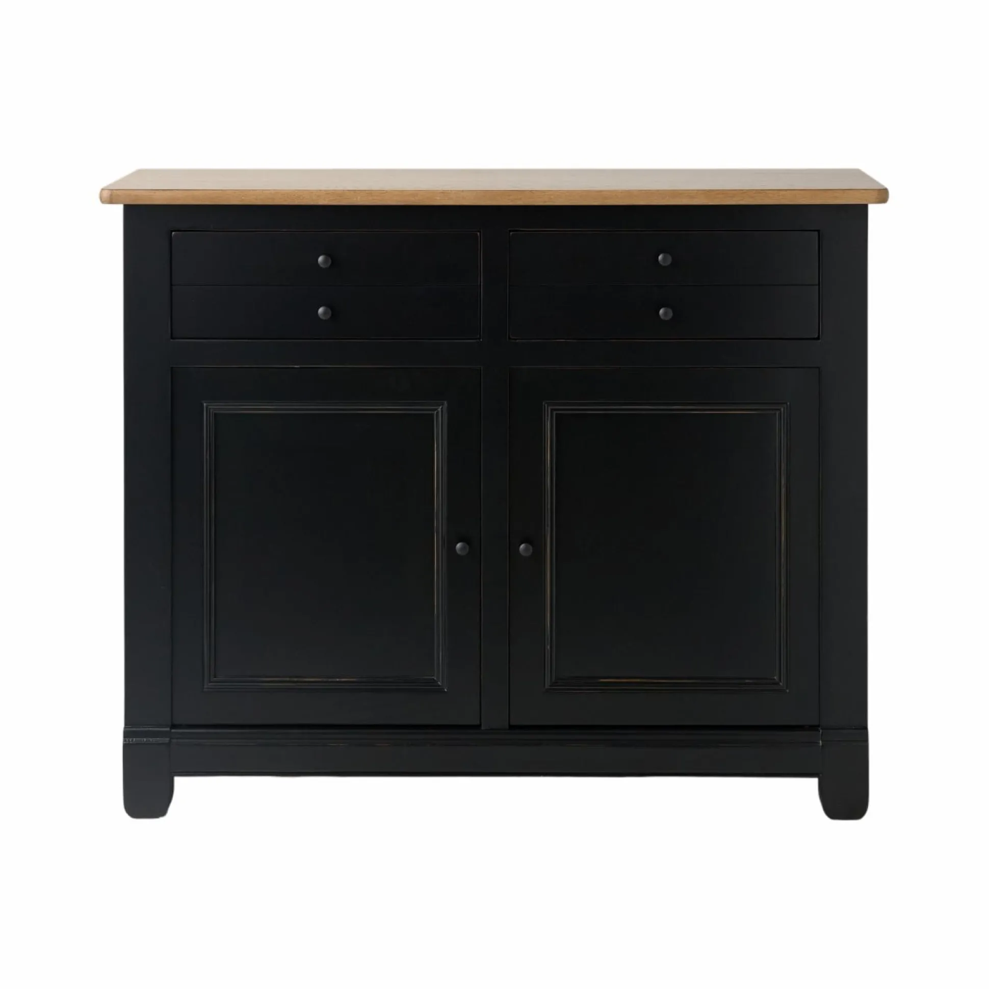 Desserte bois massif 2 portes 2 tiroirs Embellie - Noir