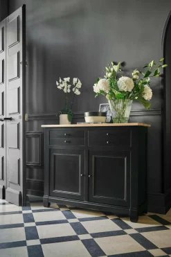 Desserte bois massif 2 portes 2 tiroirs Embellie - Noir