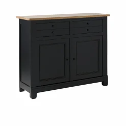 Desserte bois massif 2 portes 2 tiroirs Embellie - Noir