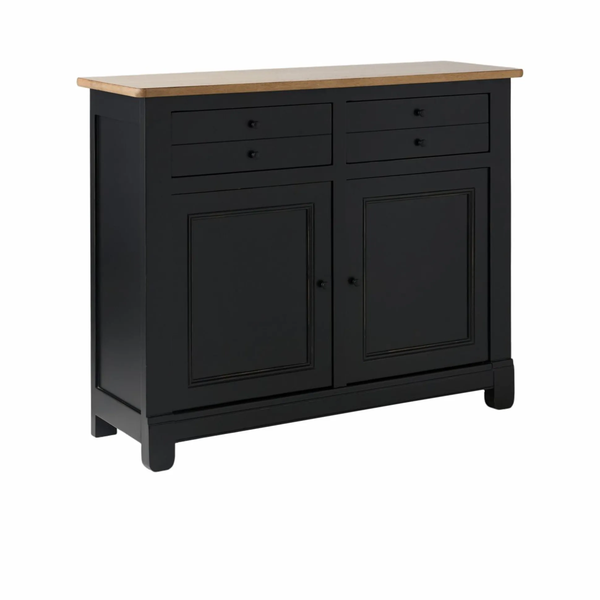 Desserte bois massif 2 portes 2 tiroirs Embellie - Noir