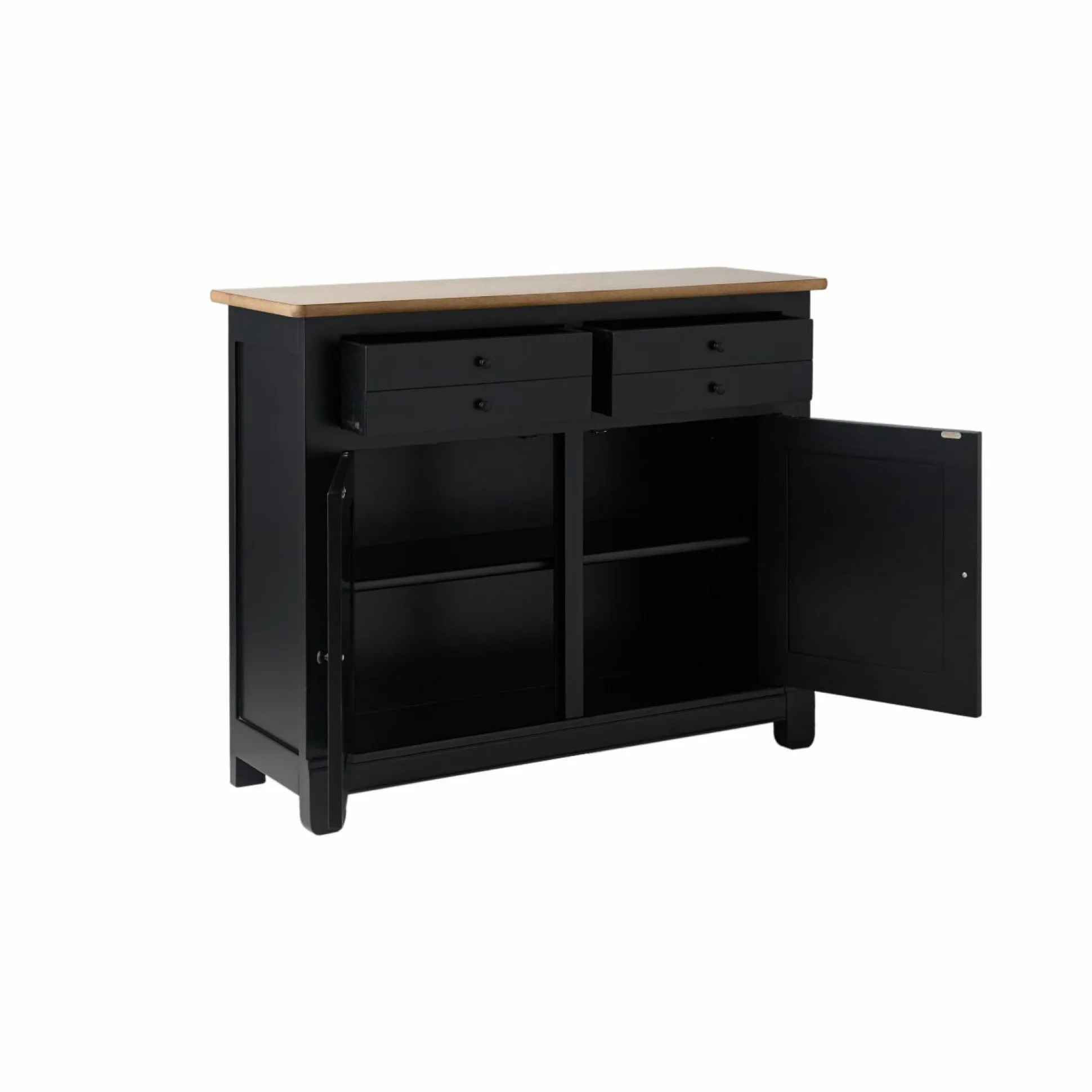 Desserte bois massif 2 portes 2 tiroirs Embellie - Noir