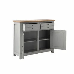 Desserte bois massif 2 portes 2 tiroirs Embellie - Gris