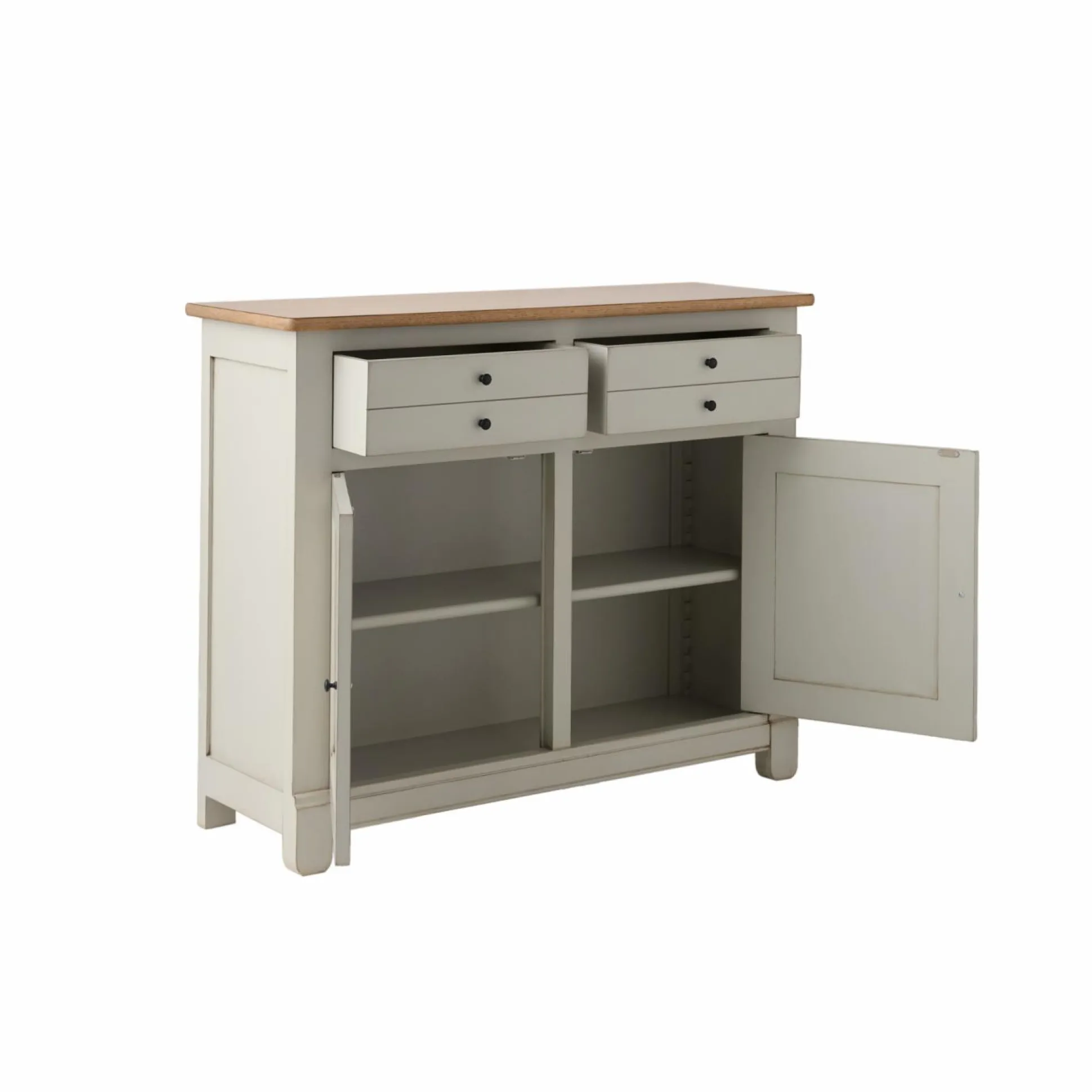 Desserte bois massif 2 portes 2 tiroirs Embellie - Grège
