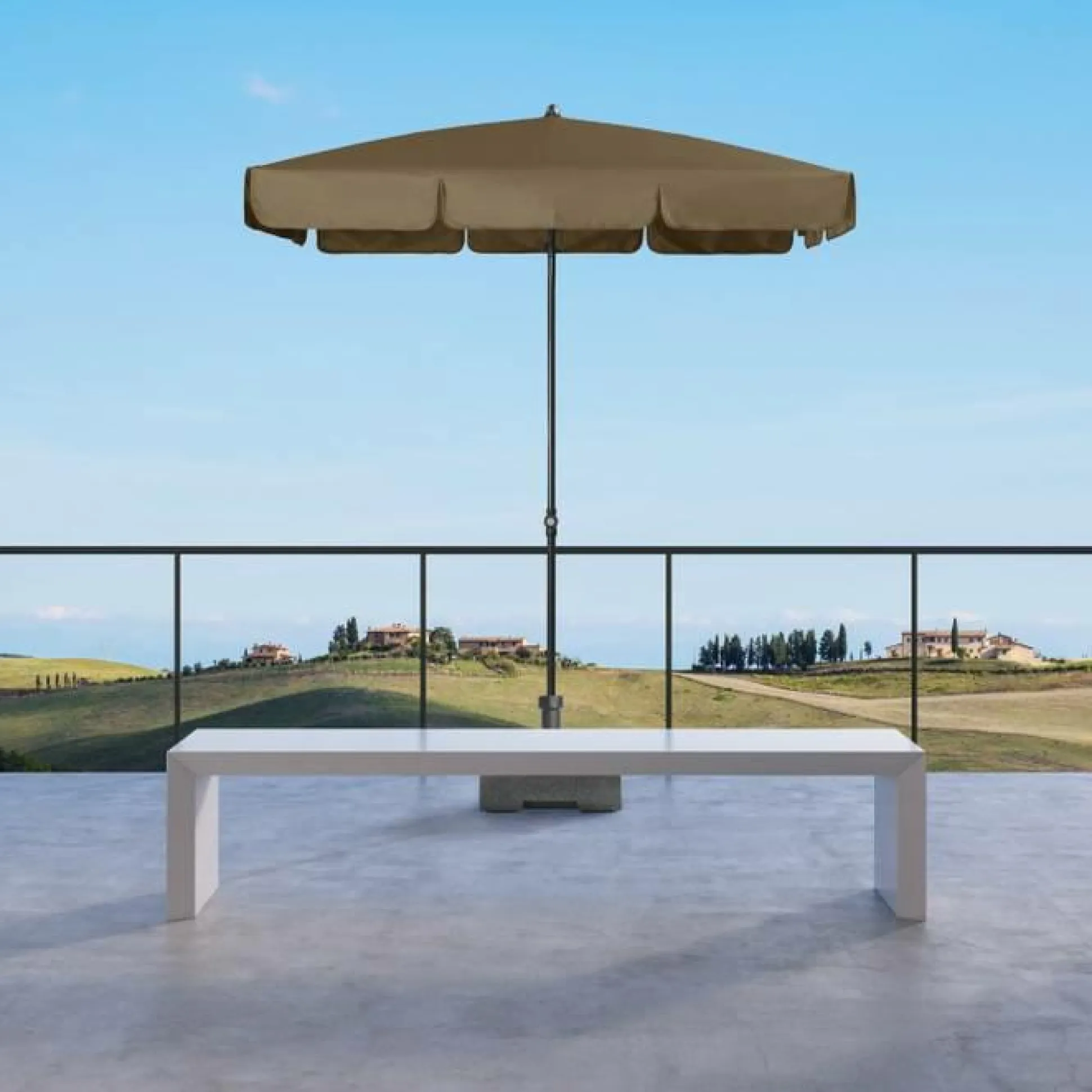 DOPPLER Parasol Rectangulaire 185 x 120 cm Sunline en Acier - Taupe