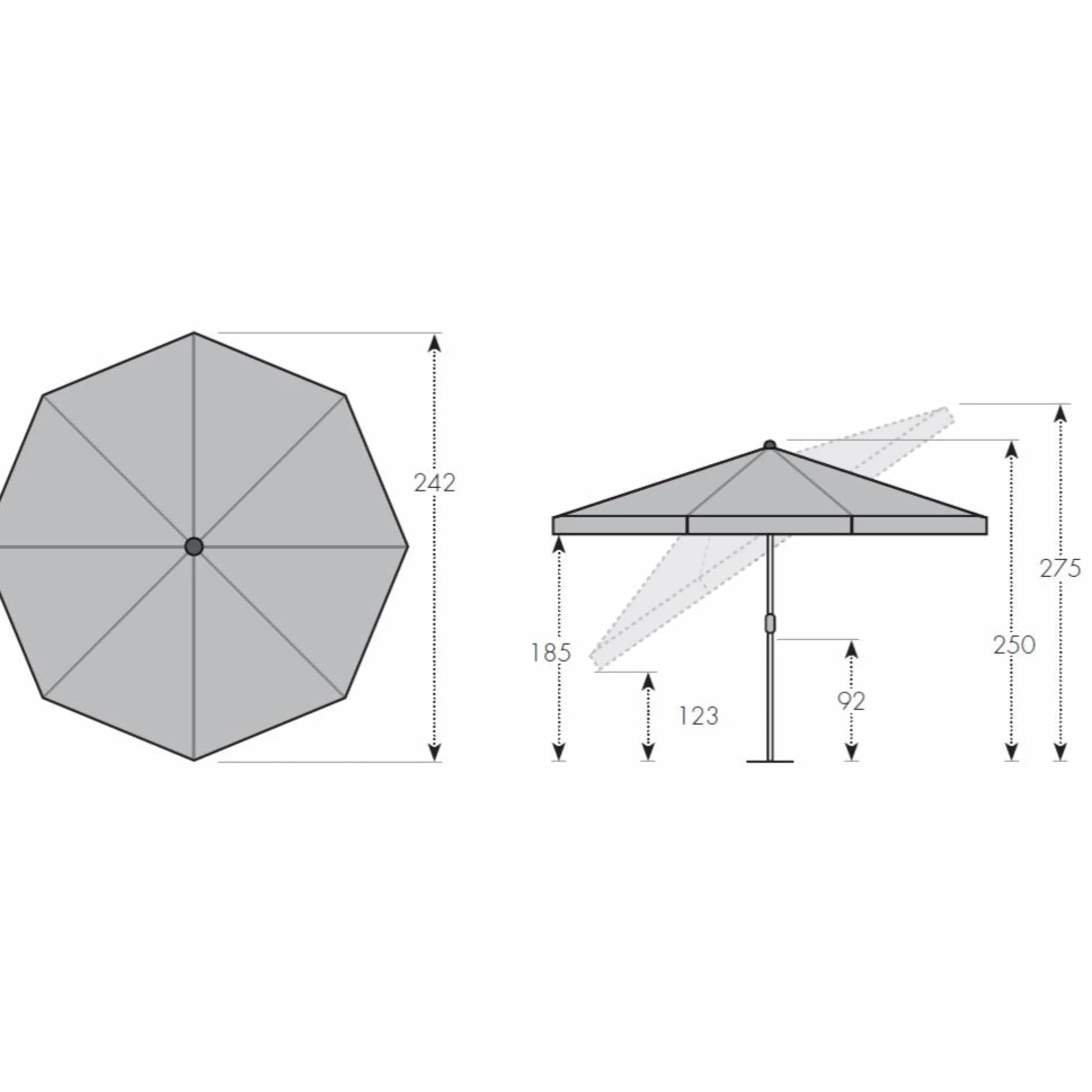 DOPPLER Parasol Rond ⌀ 250 cm Sunline en Acier - Beige Nature