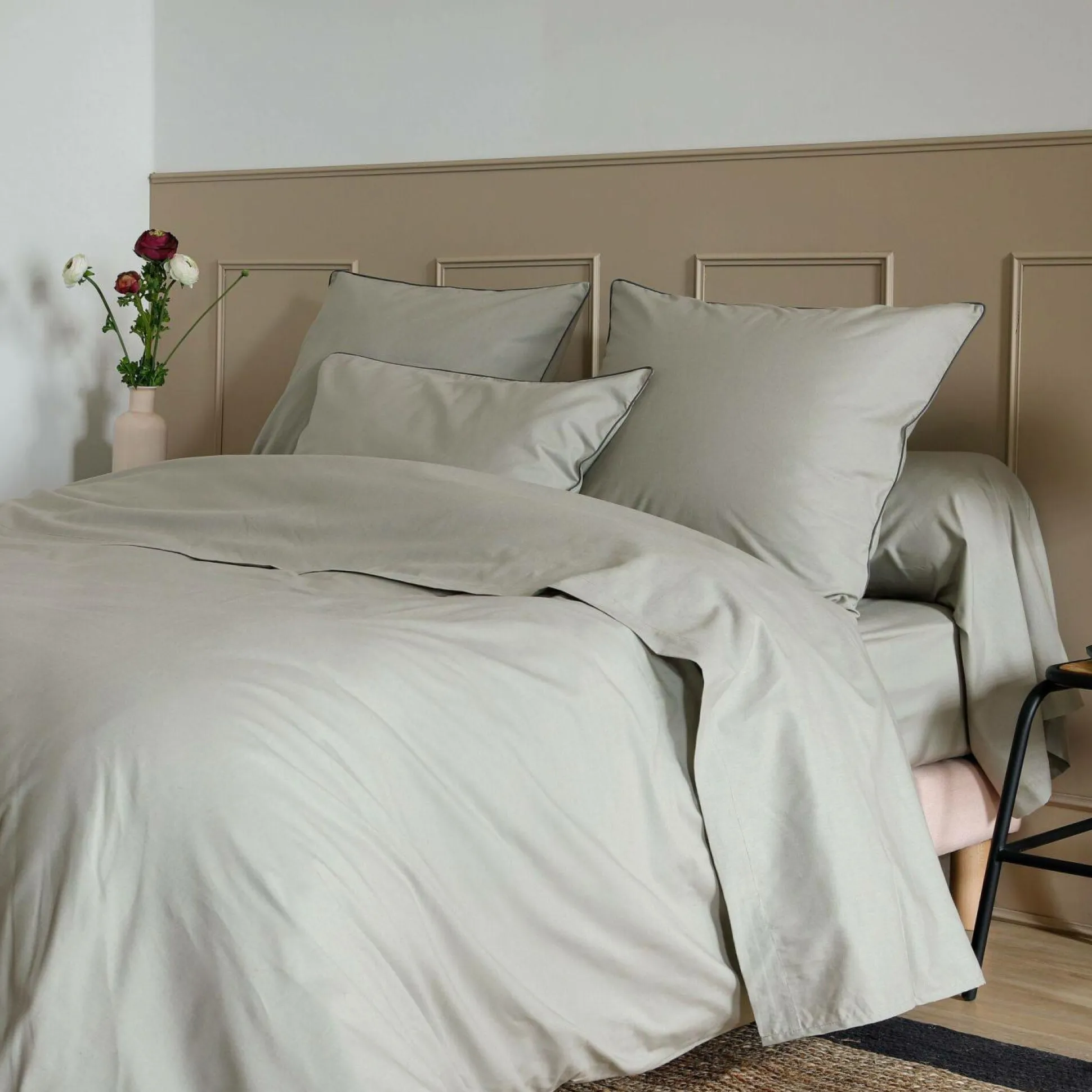 Drap housse coton bio Thaïs - Bronze - 140 x 190 cm