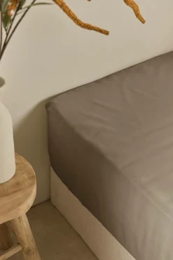 Drap housse coton lin Valentine - Taupe - 160 x 200 cm