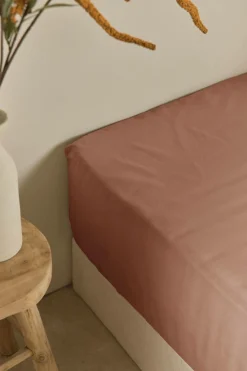 Drap housse coton lin Valentine - Pêche de Vigne - 140 x 190 cm