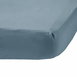 Drap housse coton lin Valentine - Bleu Gris - 140 x 190 cm