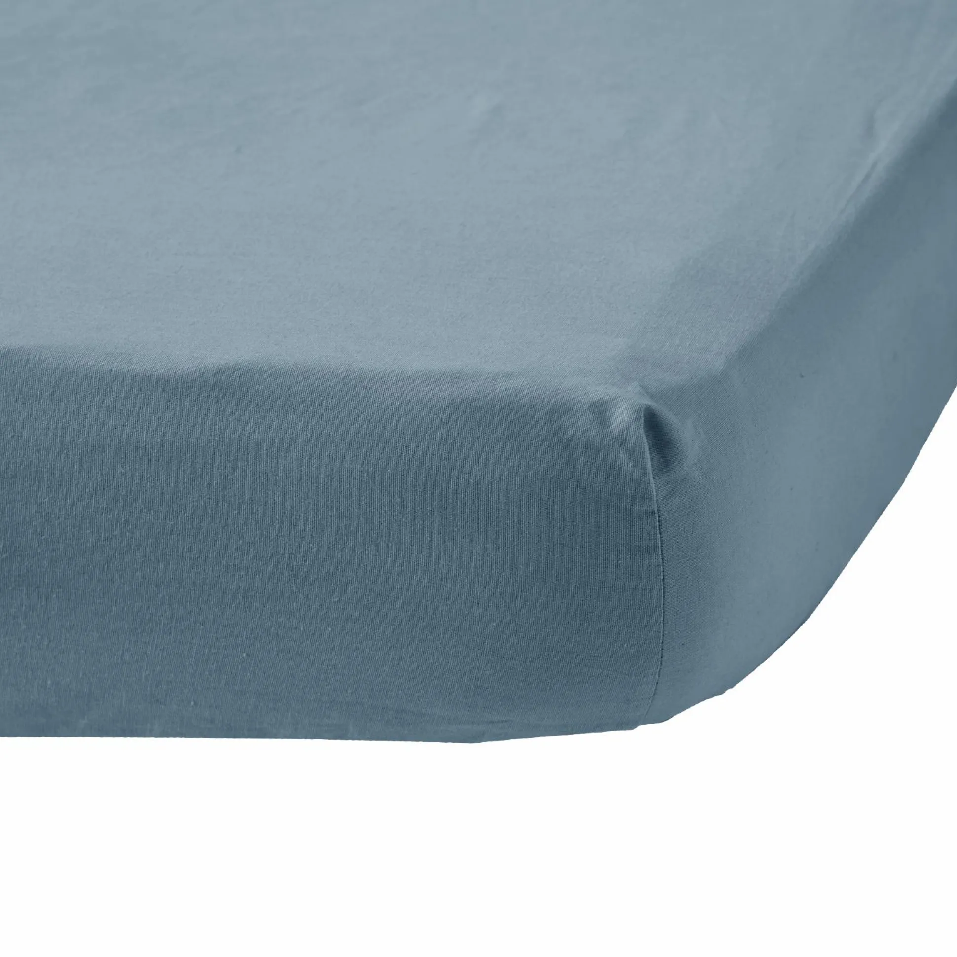 Drap housse coton lin Valentine - Bleu Gris - 140 x 190 cm