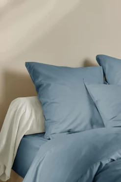 Drap housse coton lin Valentine - Bleu Gris - 140 x 190 cm