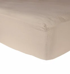 Drap housse gaze de coton bio Lou - Beige - 140 x 190 cm