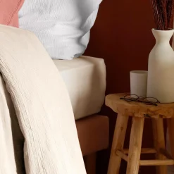 Drap housse gaze de coton bio Lou - Beige - 140 x 190 cm