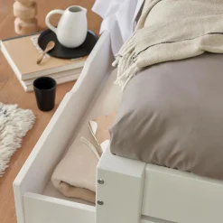 Drap housse grand bonnet 40cm percale bio Elise - Gris Mastic - 160 x 200 cm