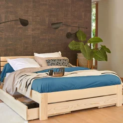 Drap housse percale bio Elise - Bleu Paon - 140 x 190 cm