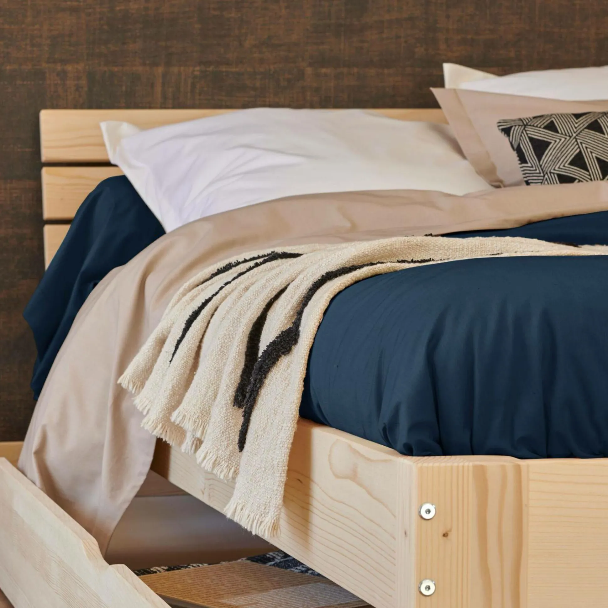 Drap housse percale bio Elise - Bleu Nuit - 140 x 190 cm