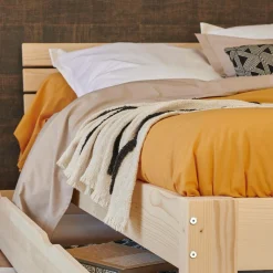 Drap housse percale bio Elise - Ocre - 140 x 190 cm