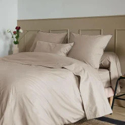 Drap plat coton bio Thaïs - Ficelle - 240 x 300 cm