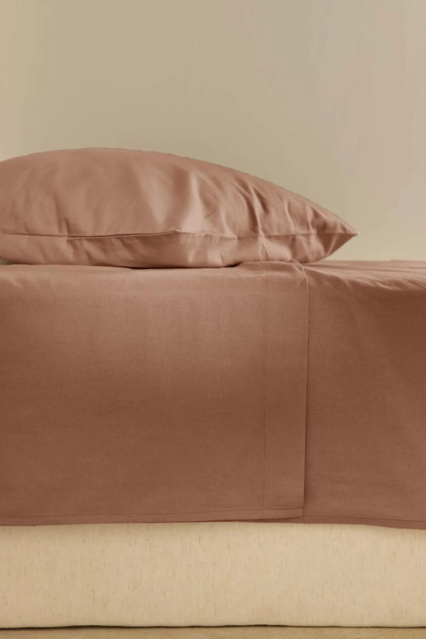 Drap plat coton lin Valentine - Pêche de Vigne - 240 x 300 cm