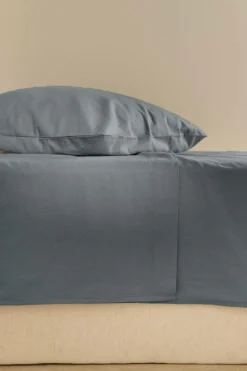 Drap plat coton lin Valentine - Orage - 240 x 300 cm