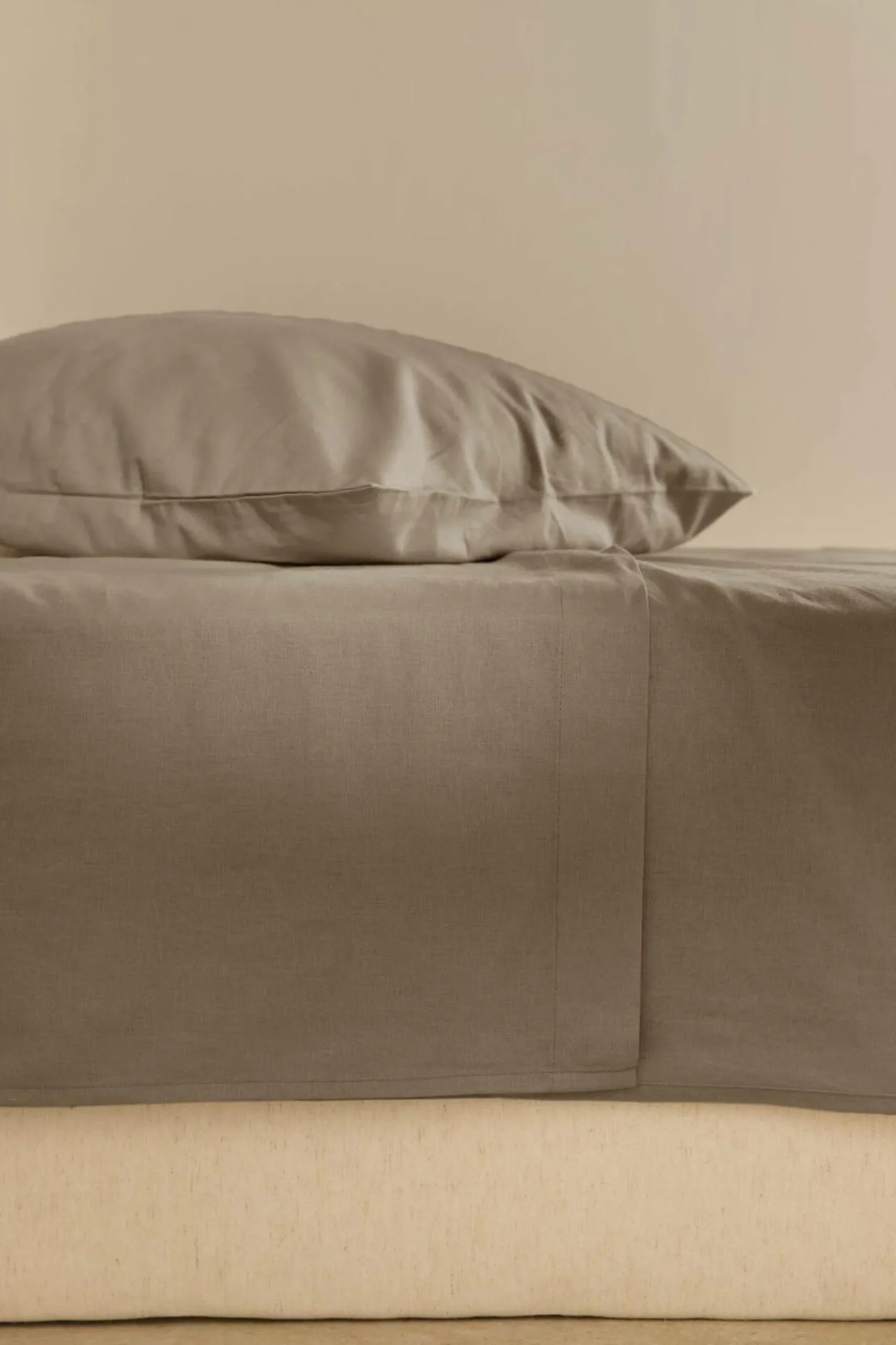 Drap plat coton lin Valentine - Taupe - 240 x 300 cm