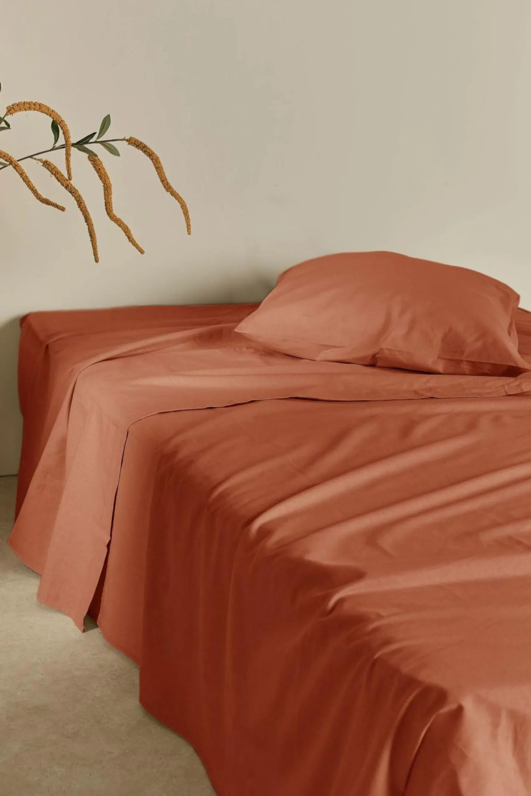 Drap plat coton lin Valentine - Terracotta - 240 x 300 cm