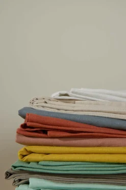 Drap plat coton lin Valentine - Terracotta - 240 x 300 cm