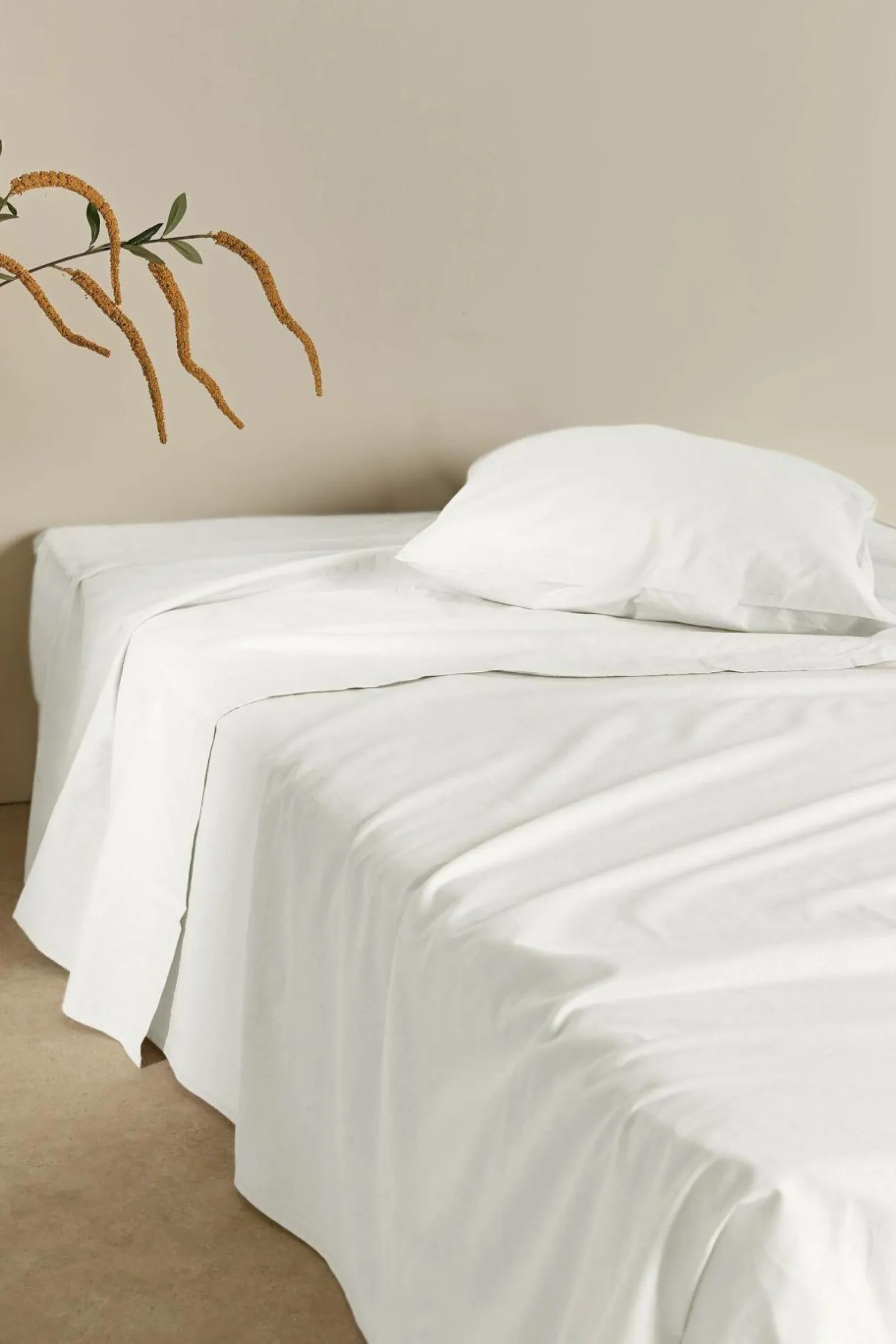 Drap plat coton lin Valentine - Blanc - 240 x 300 cm