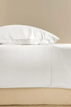 Drap plat coton lin Valentine - Blanc - 240 x 300 cm