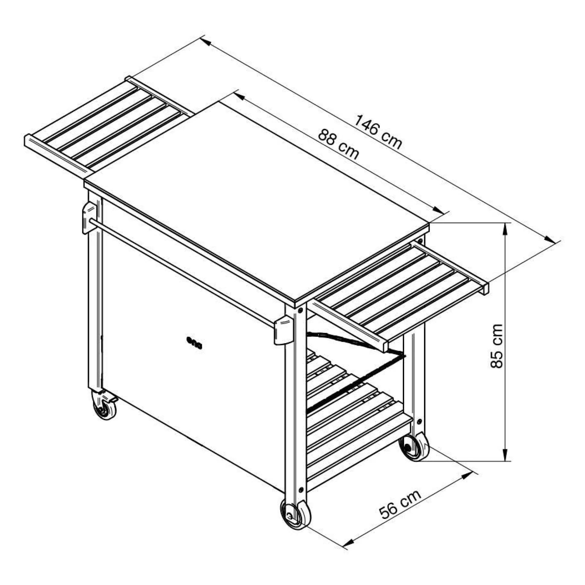 ENO Desserte Émile en Bois et HPL en robinier et plateau HPL