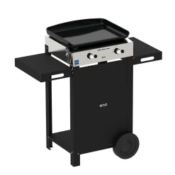 ENO Ensemble Plancha et Chariot Initial Gaz 50 en Acier Noir et Inox