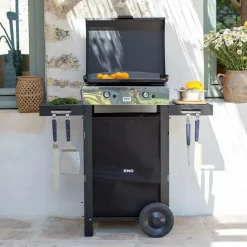 ENO Ensemble Plancha et Chariot Initial Gaz 50 en Acier Noir et Inox