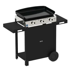 ENO Ensemble Plancha et Chariot Initial Gaz 65 en Acier Noir et Inox