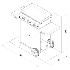 ENO Ensemble Plancha et Chariot Initial Gaz 65 en Acier Noir et Inox