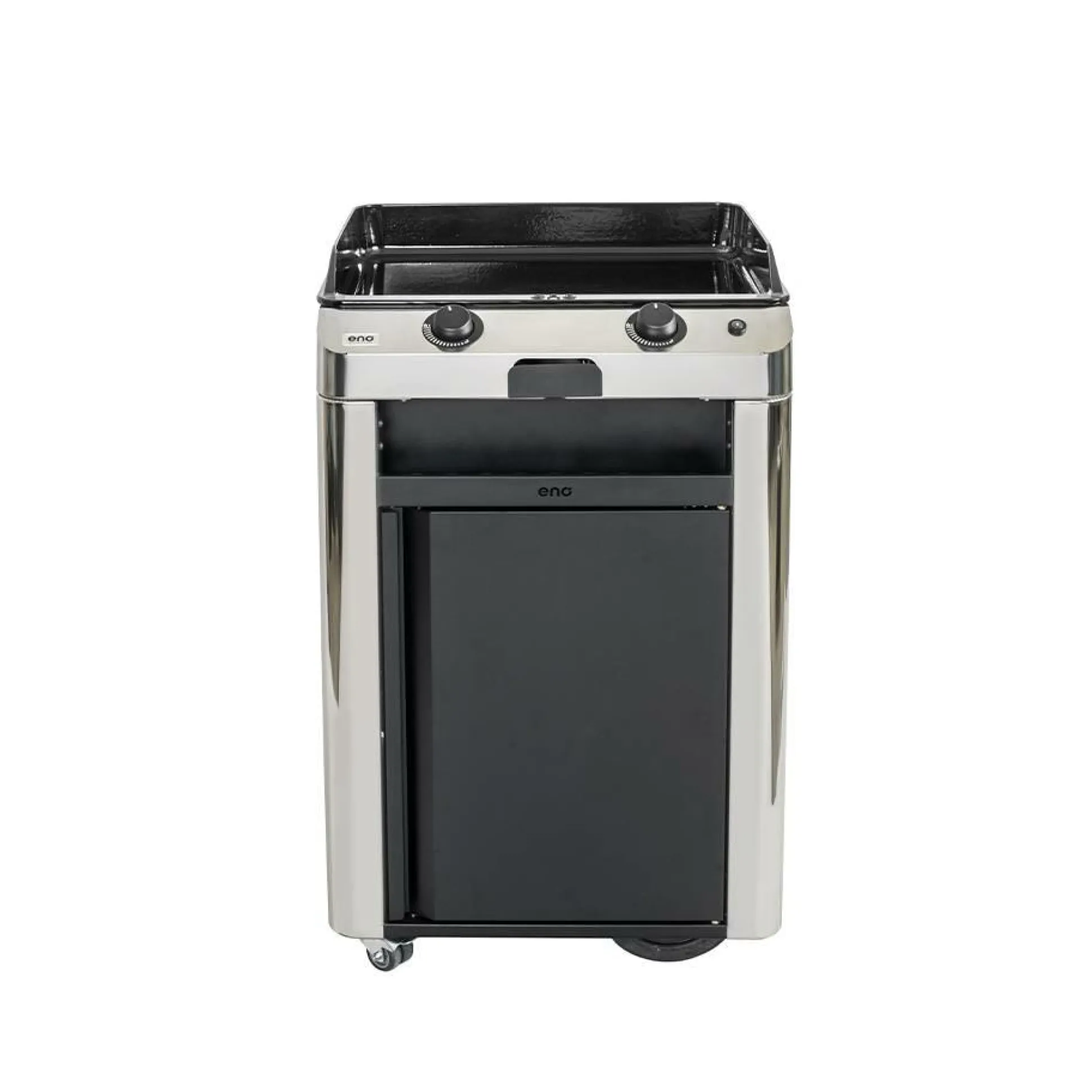 ENO Ensemble Plancha Fusion Gaz 60 et Chariot - Acier Gris/Inox