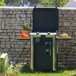 ENO Ensemble Plancha Fusion Gaz 60 et Chariot - Acier Gris/Inox