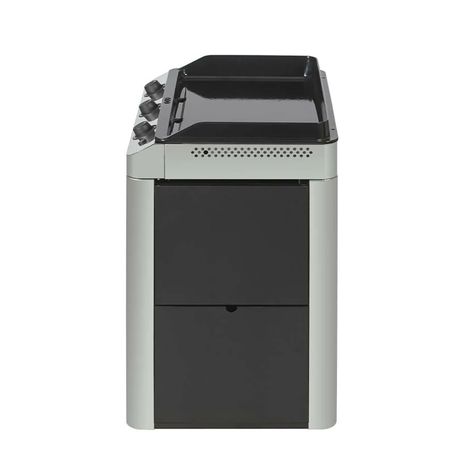 ENO Ensemble Plancha Fusion Gaz 75, et Chariot en Acier - Acier Gris/Inox