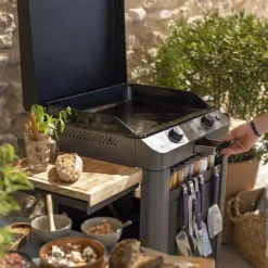 ENO Ensemble Plancha Fusion Gaz 60 et Chariot - Acier Gris