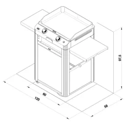 ENO Ensemble Plancha Fusion Gaz 60 et Chariot - Acier Gris