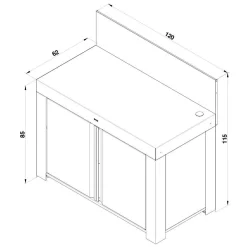 ENO Meuble de Cuisine pour Plancha 120 x 60 cm Félix en Acier Gris et Noir