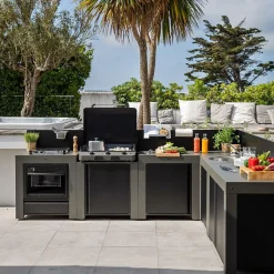 ENO Plateau d'Angle pour Cuisine d'Extérieur Modulo en Acier Gris Cargo et Noir