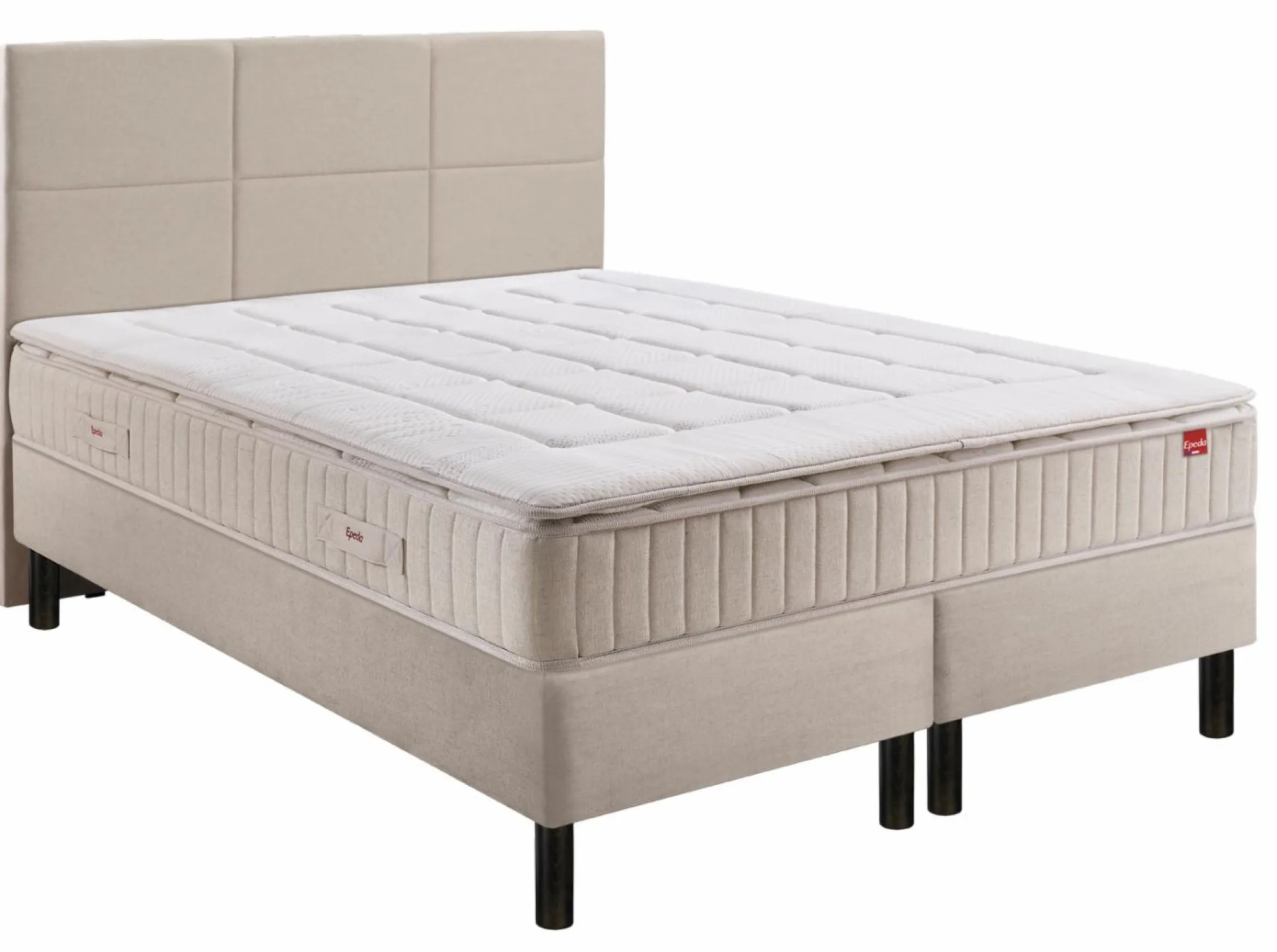 EPEDA Ensemble 5 en 1 Boxspring Enchanteur - Lin - 2 x 100 x 200 cm