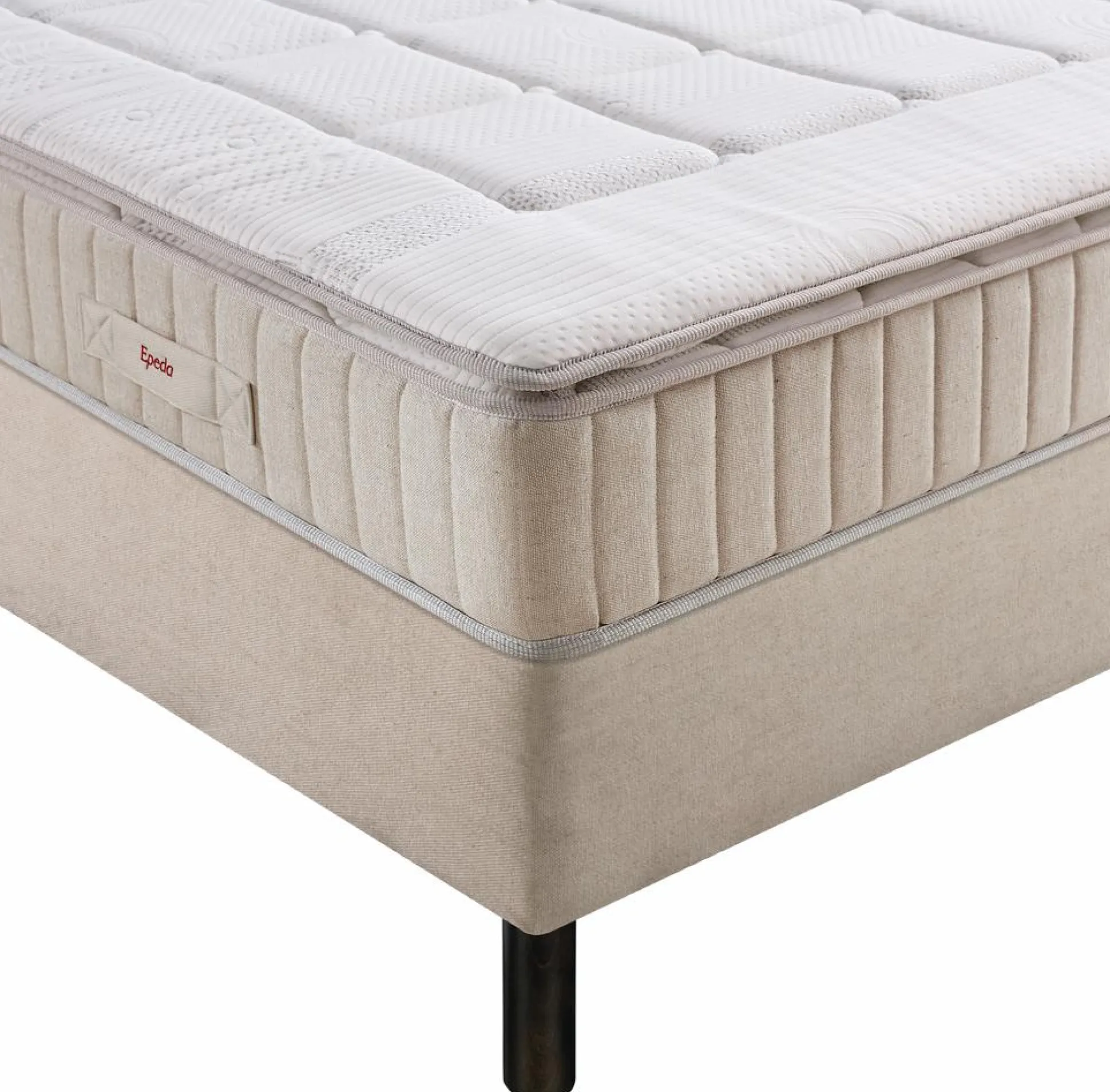 EPEDA Ensemble 5 en 1 Boxspring Enchanteur - Lin - 2 x 100 x 200 cm