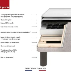 EPEDA Ensemble 5 en 1 Boxspring Enchanteur - Lin - 2 x 100 x 200 cm