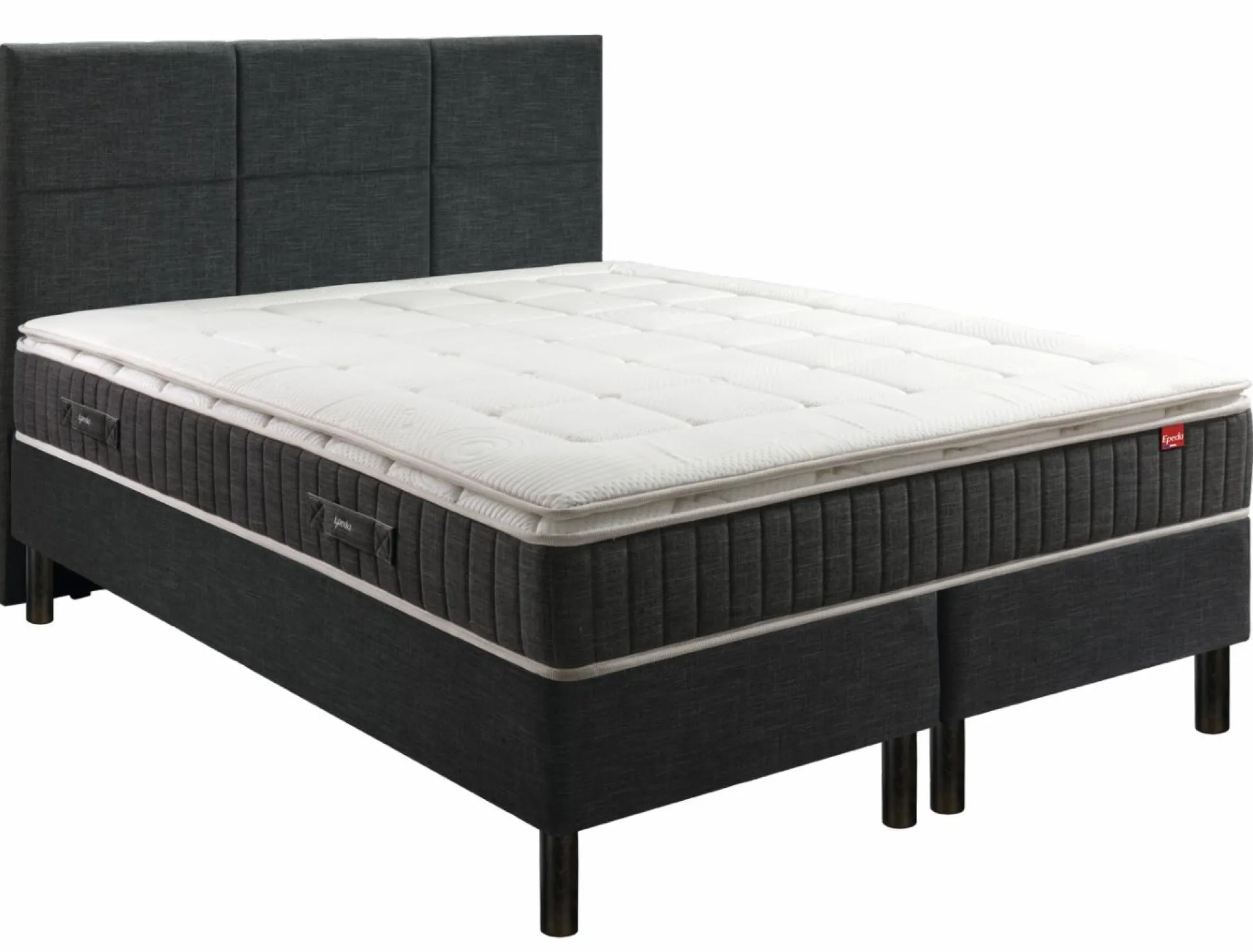 EPEDA Ensemble 5 en 1 Boxspring Enchanteur - Gris - 2 x 100 x 200 cm