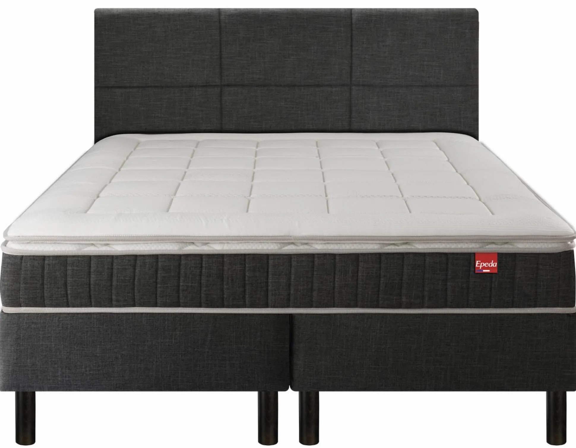 EPEDA Ensemble 5 en 1 Boxspring Enchanteur - Gris - 2 x 100 x 200 cm