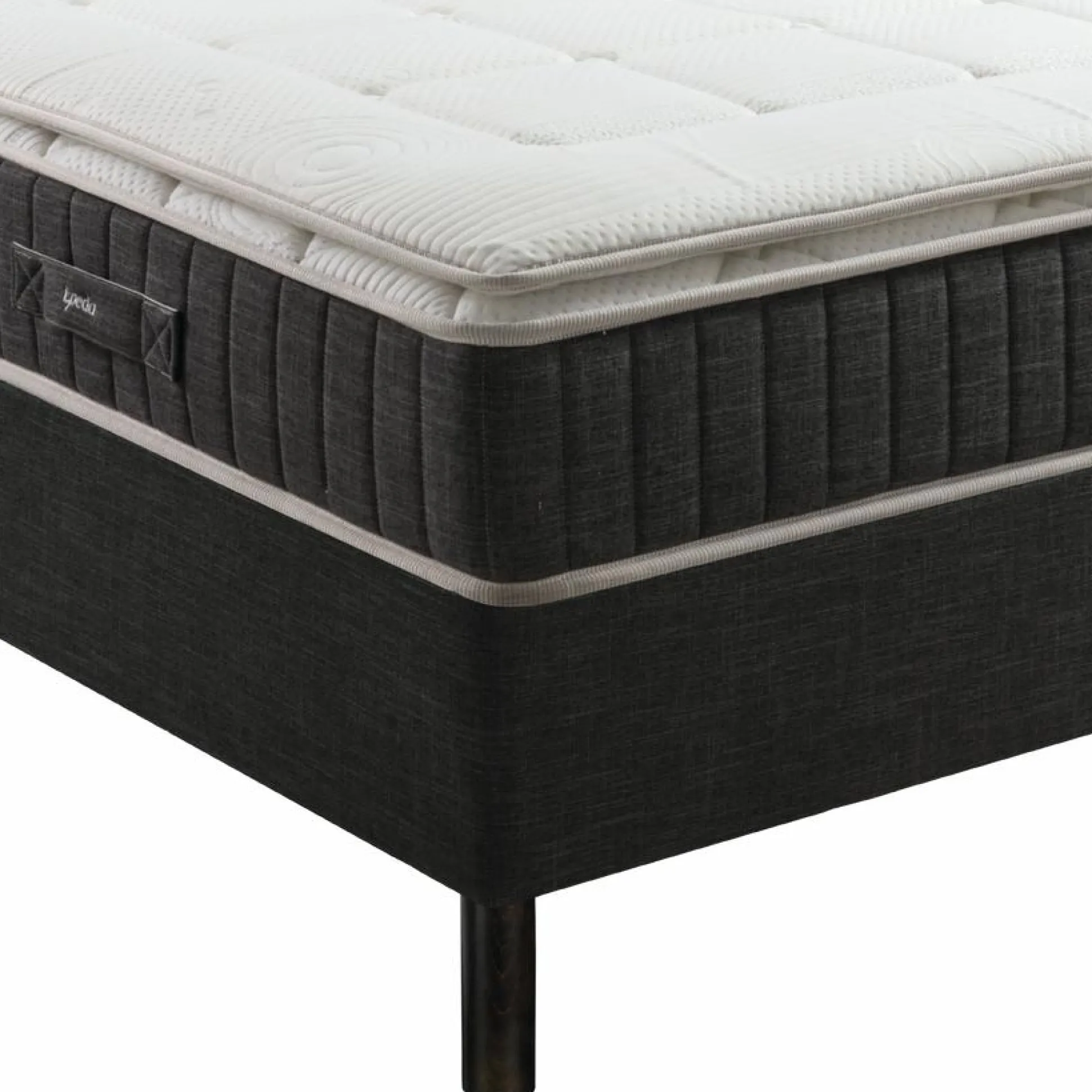 EPEDA Ensemble 5 en 1 Boxspring Enchanteur - Gris - 2 x 100 x 200 cm